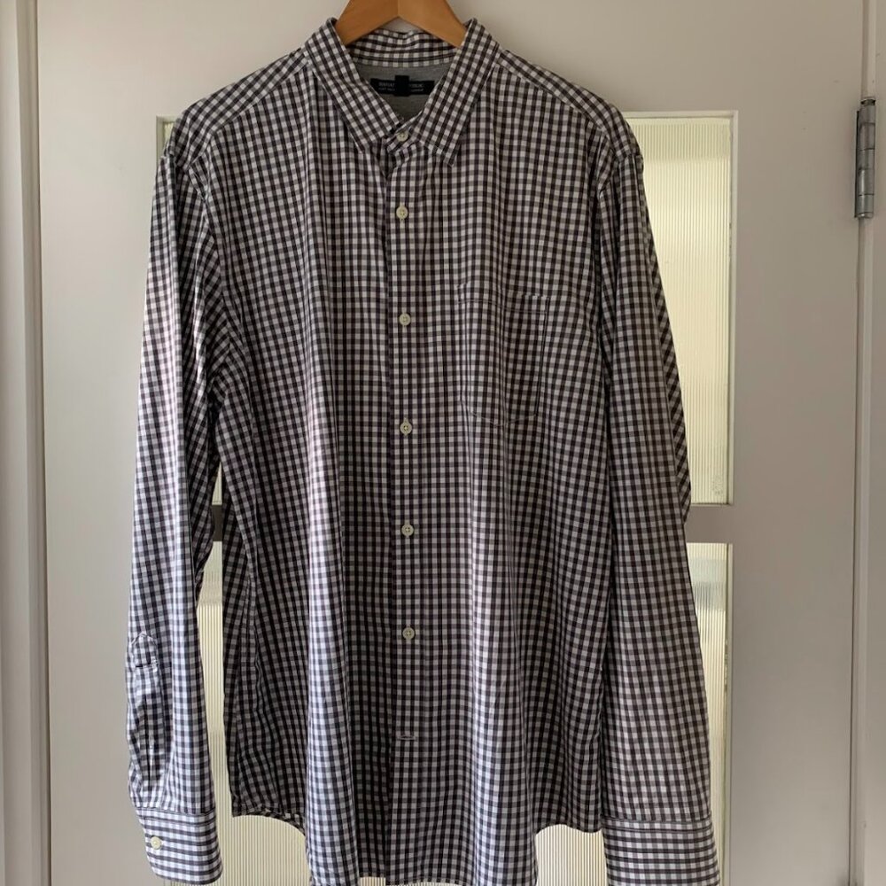 Banana Republic Soft Wash Tailored Slim Fit Modern Cotton Gingham Shirt Size XL
